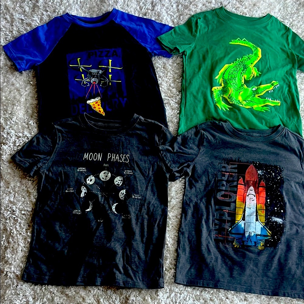 Kids Graphic T-Shirts Set - Blue, Green, Black